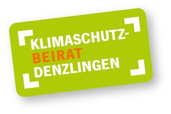 Logo Klimaschutzbeirat in wei-oranger Schrift auf grnem Hintergrund