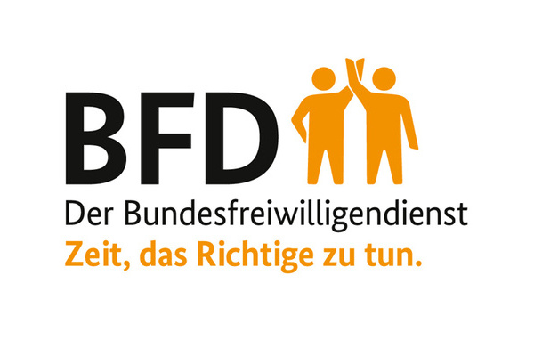 Logo Bundesfreiwilligendienst in schwarz-ockerfarbener Schrift auf weiem Hintergrund