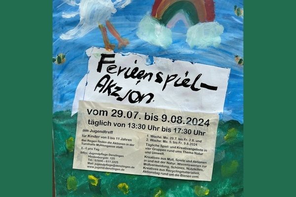 Ankndigungsplakat der Ferienspielaktion am Rathausplatz