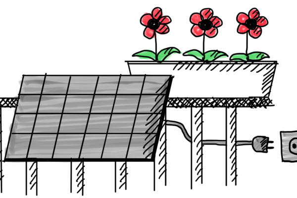 Bild: Skizze eines Balkon-Solarmoduls von Verena Quadt